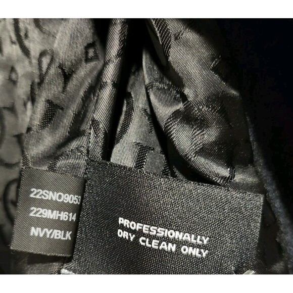 Guess Double-Breasted Skirted Navy & Black Plaid Wool Blend Pea Coat Size Small - Picture 10 of 10